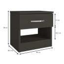Κομοδίνο μελαμίνης Lube Megapap χρώμα ανθρακί 40x28,2x40εκ.