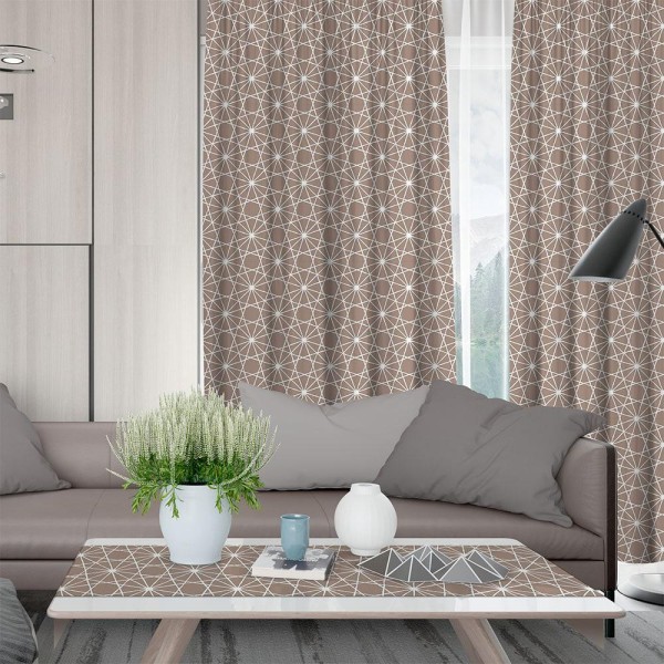 LINO ΚΟΥΡΤΙΝΑ KENZO 102 ΜΕ ΤΡΕΣΑ MOCCA 135X270 LINO ΚΟΥΡΤΙΝΑ KENZO 102 ΜΕ ΤΡΕΣΑ MOCCA 135X270