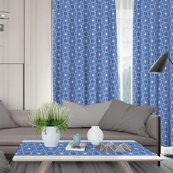 LINO ΚΟΥΡΤΙΝΑ KENZO 602 ΜΕ ΤΡΕΣΑ BLUE 135X270 LINO ΚΟΥΡΤΙΝΑ KENZO 602 ΜΕ ΤΡΕΣΑ BLUE 135X270