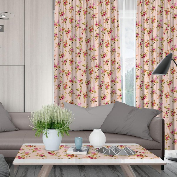 LINO ΚΟΥΡΤΙΝΑ CARLA 301 ΜΕ ΤΡΕΣΑ PINK 135X270 LINO ΚΟΥΡΤΙΝΑ CARLA 301 ΜΕ ΤΡΕΣΑ PINK 135X270
