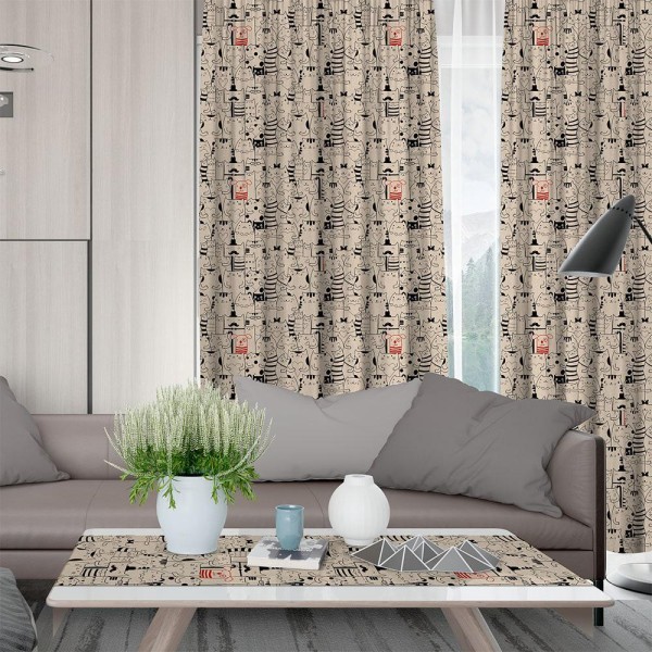 LINO ΚΟΥΡΤΙΝΑ KAU 850 ΜΕ ΤΡΕΣΑ BLACK 135X270 LINO ΚΟΥΡΤΙΝΑ KAU 850 ΜΕ ΤΡΕΣΑ BLACK 135X270