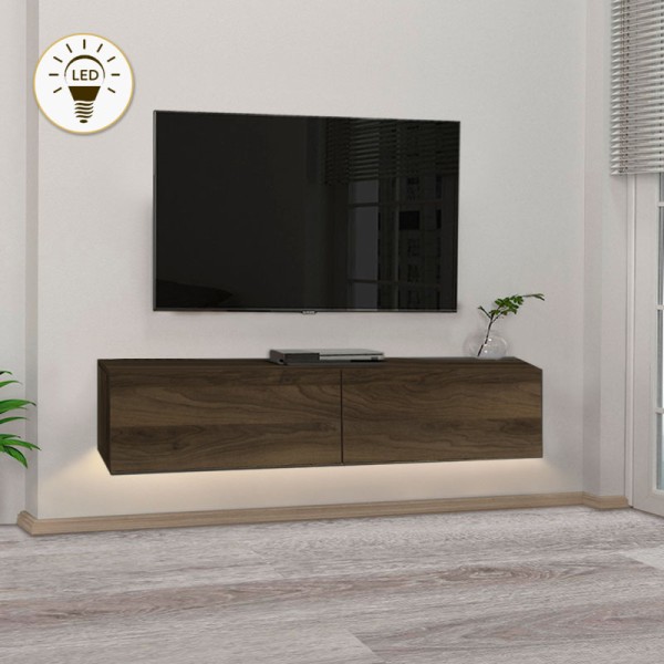 Έπιπλο τηλεόρασης επιτοίχιο Aristo Megapap με LED χρώμα καρυδί 135x31,6x25εκ. Έπιπλο τηλεόρασης επιτοίχιο Aristo Megapap με LED χρώμα καρυδί 135x31,6x25εκ.