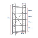 Βιβλιοθήκη Elysian Megapap χρώμα travertine - μαύρο 90x33,5x180εκ.