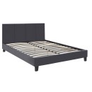 Κρεβάτι Flat Megapap από τεχνόδερμα χρώμα μαύρο ματ 150x200εκ.