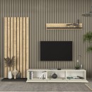 Σύνθεση τηλεόρασης Nagini Megapap χρώμα ivory - sapphire oak - ανθρακί 260x39,4x203,6εκ.