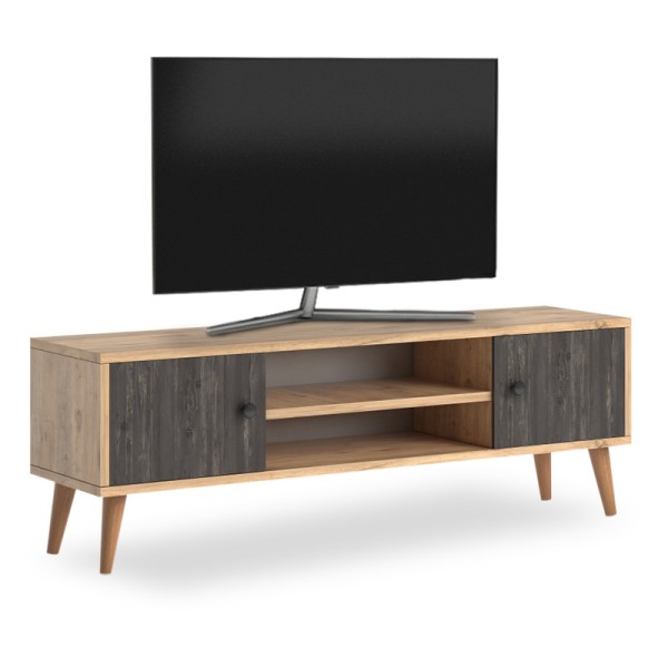 Έπιπλο τηλεόρασης Parma Megapap μελαμίνης χρώμα industrial grey - oak 120x30x40εκ.