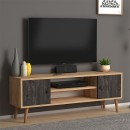 Έπιπλο τηλεόρασης Parma Megapap μελαμίνης χρώμα industrial grey - oak 120x30x40εκ.