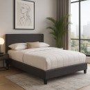 Κρεβάτι Flat Megapap υφασμάτινο χρώμα ανθρακί 160x200εκ.