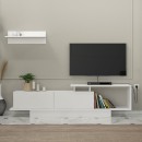 Έπιπλο τηλεόρασης Novara Megapap από μελαμίνη χρώμα λευκό 180x29,6x45εκ.