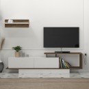 Έπιπλο τηλεόρασης Novara Megapap από μελαμίνη χρώμα λευκό - καρυδί 180x29,6x45εκ.