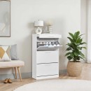 Παπουτσοθήκη Flat Megapap 18 ζεύγων σε χρώμα λευκό 75x29x128εκ.