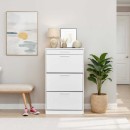 Παπουτσοθήκη Flat Megapap 18 ζεύγων σε χρώμα λευκό 75x29x128εκ.