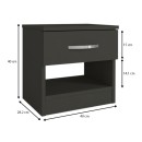 Κομοδίνο μελαμίνης Lube Megapap χρώμα ανθρακί 40x28,2x40εκ.