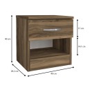 Κομοδίνο Lube Megapap χρώμα καρυδί 40x28,2x40εκ.
