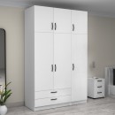Ντουλάπα ρούχων Victoria Megapap τρίφυλλη με πατάρι και συρτάρια χρώμα λευκό 150x60x240εκ.