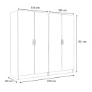 Ντουλάπα ρούχων Victoria Megapap τετράφυλλη χρώμα φυσικό οξιάς 200x60x181εκ.