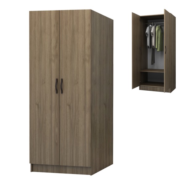 Ντουλάπα ρούχων Vivian Megapap δίφυλλη χρώμα καρυδί 80x51,8x181εκ.