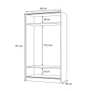 Ντουλάπα ρούχων Regio Megapap δίφυλλη συρόμενη χρώμα λευκό 100x60x181εκ.