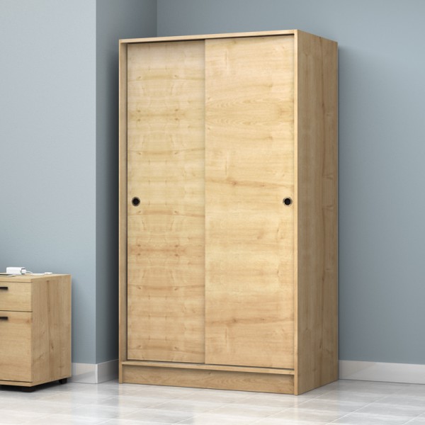 Ντουλάπα ρούχων Regio Megapap δίφυλλη συρόμενη χρώμα φυσικό οξιάς 100x60x181εκ.
