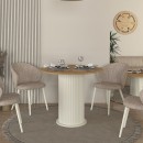 Τραπέζι Bohema Megapap χρώμα ivory - sepet oak Ø90x77,7εκ.