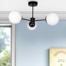 Φωτιστικό οροφής Fune Megapap E27 μεταλλικό - γυάλινο τρίφωτο χρώμα μαύρο - λευκό Ø60x30εκ.