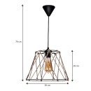 Φωτιστικό οροφής Andro Megapap E27 μεταλλικό - σχοινί μονόφωτο χρώμα μαύρο - φυσικό Ø30x70εκ.