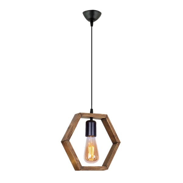 Φωτιστικό οροφής Esela Megapap E27 ξύλινο μονόφωτο χρώμα φυσικό 26x4x70εκ.