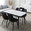 Τραπέζι Karen Megapap επεκτεινόμενο χρώμα λευκό - μαύρο 130/160x80x75εκ.