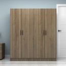 Ντουλάπα ρούχων Vivian Megapap τετράφυλλη χρώμα καρυδί 160x51,8x181εκ.