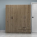 Ντουλάπα ρούχων Vivian Megapap τετράφυλλη με συρτάρια χρώμα καρυδί 160x51,8x181εκ.