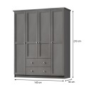 Ντουλάπα ρούχων Emily Megapap τετράφυλλη χρώμα anthracite 140x50x210εκ.