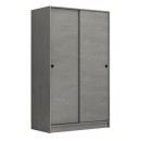 Ντουλάπα ρούχων Regio Megapap δίφυλλη συρόμενη χρώμα γκρι σκυροδέματος 120x60x200εκ.