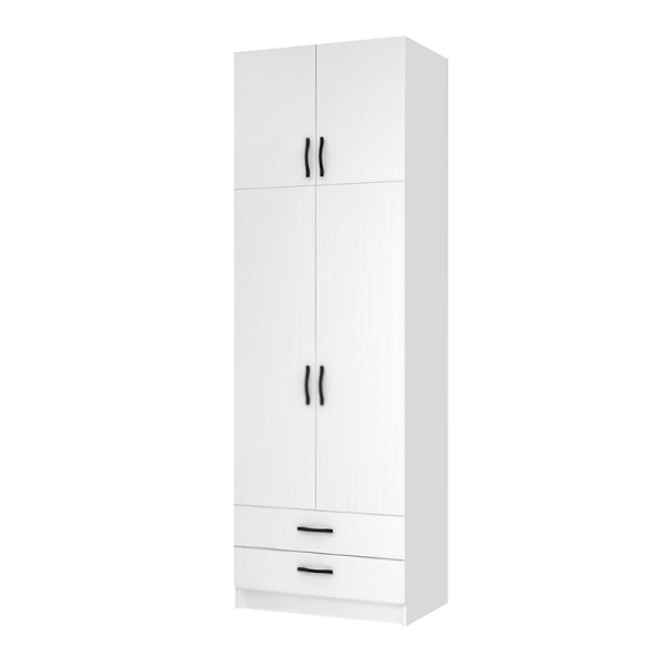 Ντουλάπα ρούχων Ricardo Megapap δίφυλλη με πατάρι χρώμα λευκό 80x51,8x240εκ.