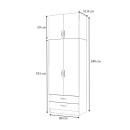 Ντουλάπα ρούχων Ricardo Megapap δίφυλλη με πατάρι χρώμα λευκό 80x51,8x240εκ.