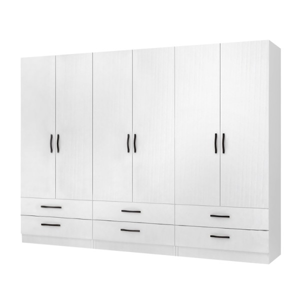 Ντουλάπα ρούχων Ricardo Megapap εξάφυλλη χρώμα λευκό 240x51,8x181εκ.