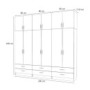 Ντουλάπα ρούχων Ricardo Megapap εξάφυλλη με πατάρι χρώμα καρυδί 240x51,8x240εκ.