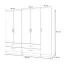 Ντουλάπα ρούχων Ricardo Megapap πεντάφυλλη χρώμα καρυδί 200x51,8x181εκ.