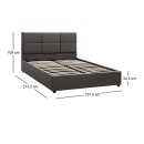 Κρεβάτι Kingston Megapap βελούδινο με αποθηκευτικό χώρο χρώμα ανθρακί - καφέ 150x200εκ.