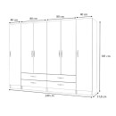 Ντουλάπα ρούχων Ricardo Megapap εξάφυλλη χρώμα καρυδί 240x51,8x181εκ.