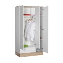 Ντουλάπα ρούχων Base Megapap τρίφυλλη σε χρώμα λευκό - sonoma 103x52x198εκ.