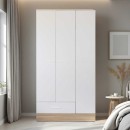 Ντουλάπα ρούχων Base Megapap τρίφυλλη σε χρώμα λευκό - sonoma 103x52x198εκ.