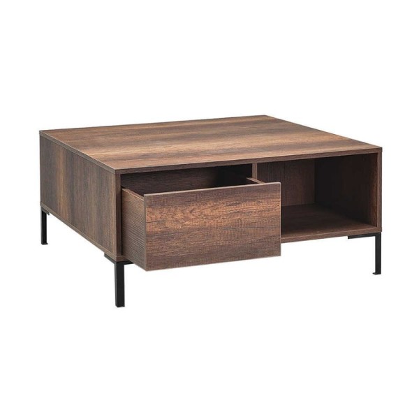 Τραπεζάκι σαλονιού Slide Megapap από μελαμίνη χρώμα καρυδί 90x90x42εκ.