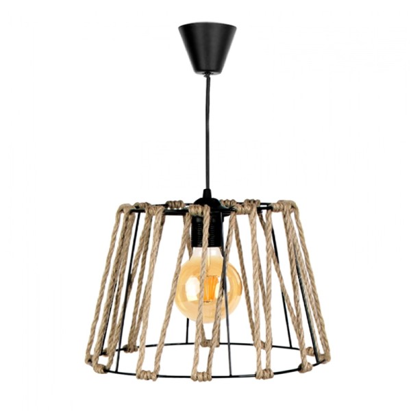 Φωτιστικό οροφής Andrew Megapap μέταλλο/σχοινί χρώμα μαύρο φυσικό 30x30x20εκ.