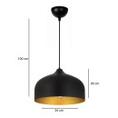 Φωτιστικό οροφής Malvin Megapap E27 μεταλλικό μονόφωτο χρώμα μαύρο Ø34x100εκ.