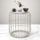 Σκαμπώ - τραπεζάκι βοηθητικό Muller Megapap μεταλλικό - Mdf χρώμα λευκό 35x35x47εκ.