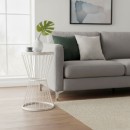 Βοηθητικό τραπεζάκι Hoffman Megapap μεταλλικό - Mdf χρώμα λευκό - λευκό εφέ μαρμάρου 35x35x58εκ.