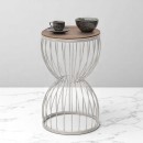 Βοηθητικό τραπεζάκι Pino Megapap μεταλλικό - Mdf χρώμα καρυδί - λευκό 35x35x58εκ.