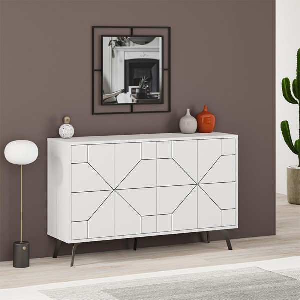 Μπουφές μελαμίνης Giacomo Megapap χρώμα λευκό αντικέ 123x35x77,4εκ.