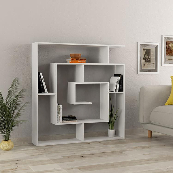 Βιβλιοθήκη μελαμίνης Dedalo Megapap χρώμα λευκό 125x22x129εκ.