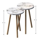 Τραπεζάκια βοηθητικά σετ 2 τμχ Roma Megapap χρώμα λευκό εφέ μαρμάρου Ø34x46εκ.
